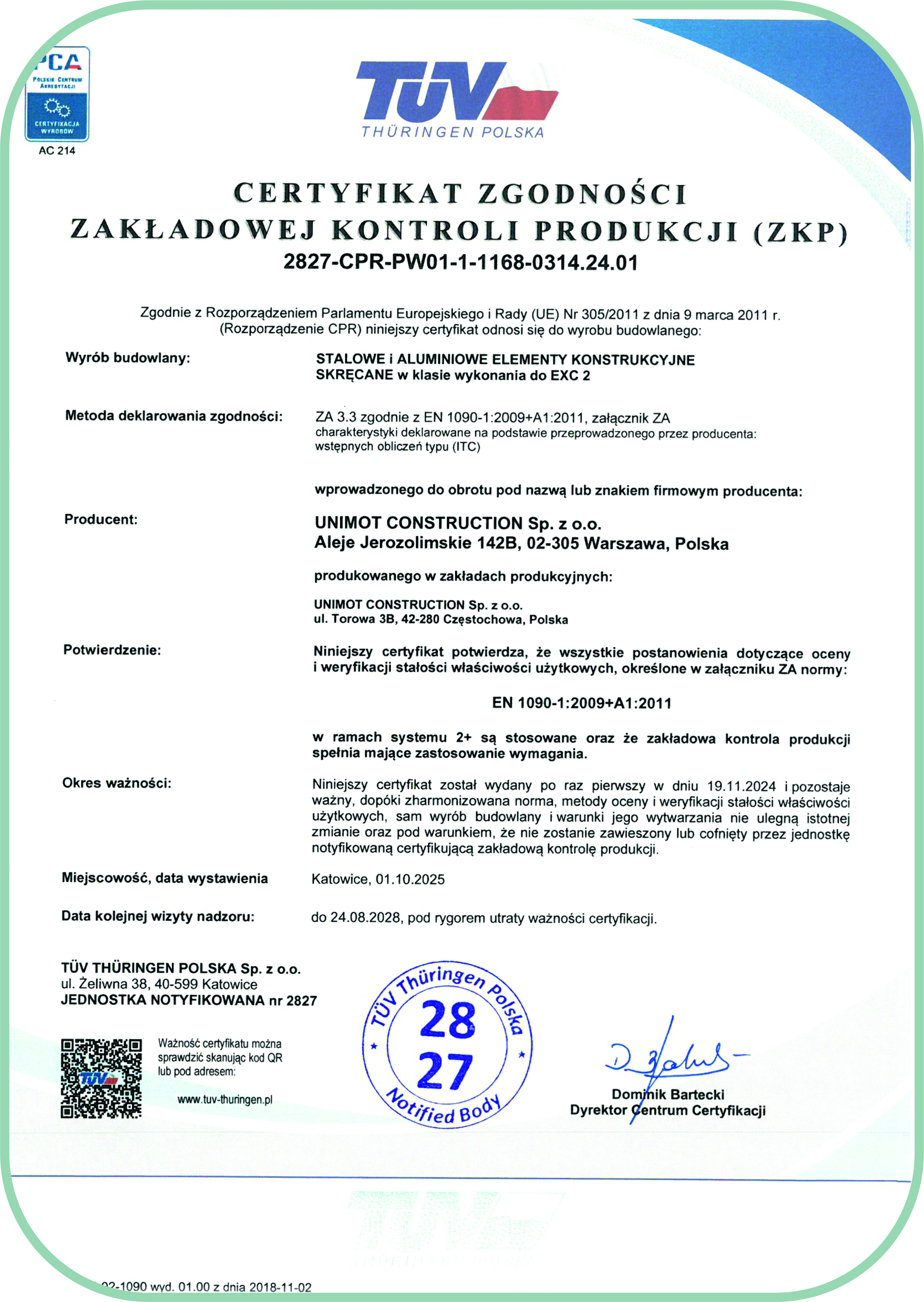 Certyfikat zgodności 1090